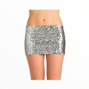 Party Girl SILVER Stretchy Sequin Mini Skirt